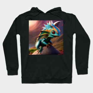 Baby Cyan and Orange Lizard-Dragon Hoodie